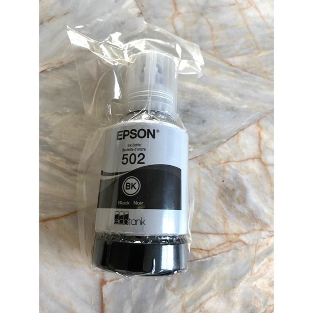 Epson 502 Black EcoTank Ink Bottle T502 Genuine Factory Sealed New 06/2025